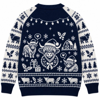 [popular-sweater:PX-12-03:back] Heifer Holidays Ugly Christmas Sweatshirt - Back view