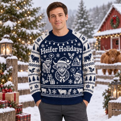 [popular-sweater:PX-12-03:male] Heifer Holidays Ugly Christmas Sweatshirt - Male view