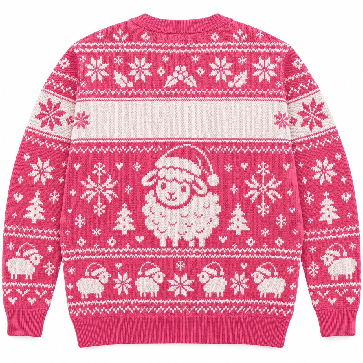 [popular-sweater:PX-12-06:back] Fleece Navidad Sheep Ugly Christmas Sweatshirt - Back view