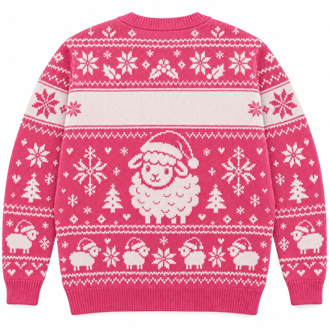 [popular-sweater:PX-12-06:back] Fleece Navidad Sheep Ugly Christmas Sweatshirt - Back view