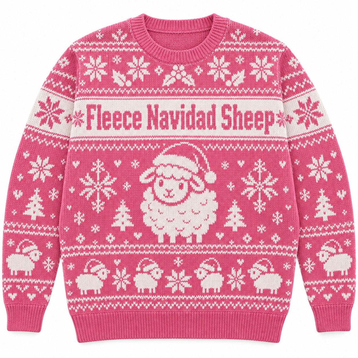 [popular-sweater:PX-12-06:front] Fleece Navidad Sheep Ugly Christmas Sweatshirt - Front view
