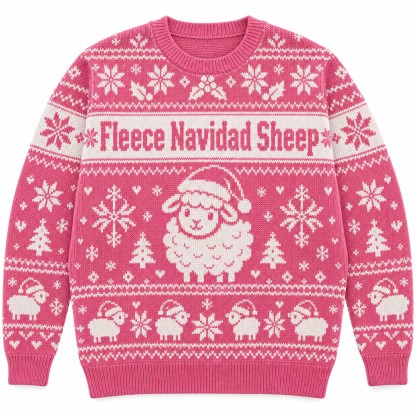 [popular-sweater:PX-12-06:front] Fleece Navidad Sheep Ugly Christmas Sweatshirt - Front view