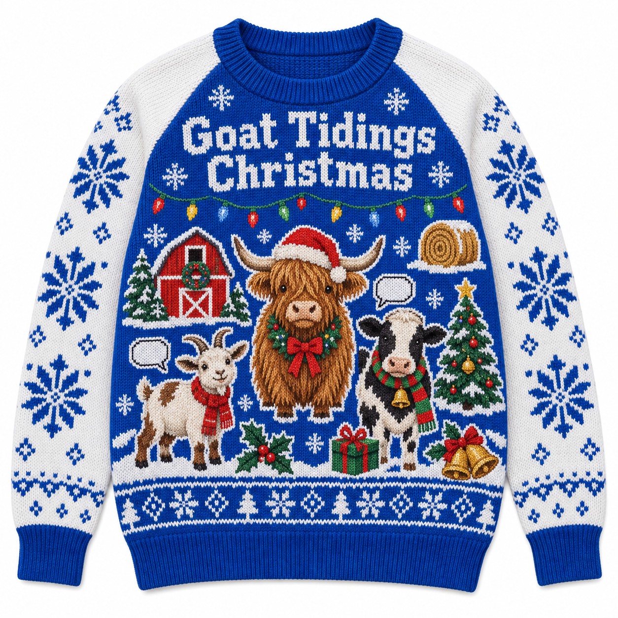 [popular-sweater:PX-12-08:front] Goat Tidings Christmas Ugly Christmas Sweatshirt - Front view