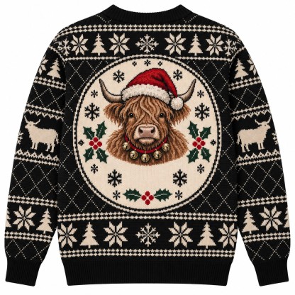 [popular-sweater:PX-12-10:back] Moo Moo Merry Cow Bells Ugly Christmas Sweatshirt - Back view