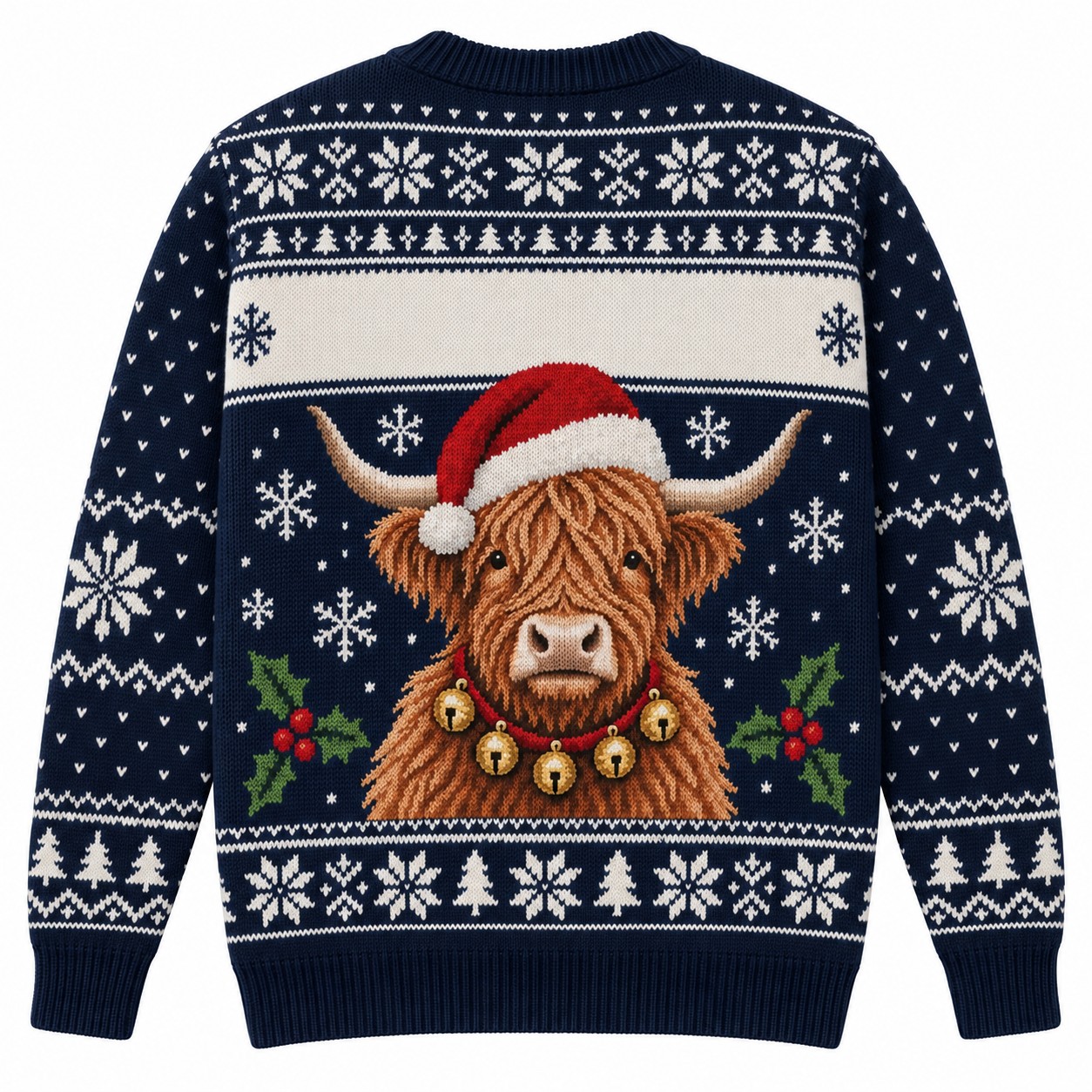 [popular-sweater:PX-12-11:back] Cowbell Christmas Ugly Christmas Sweatshirt - Back view