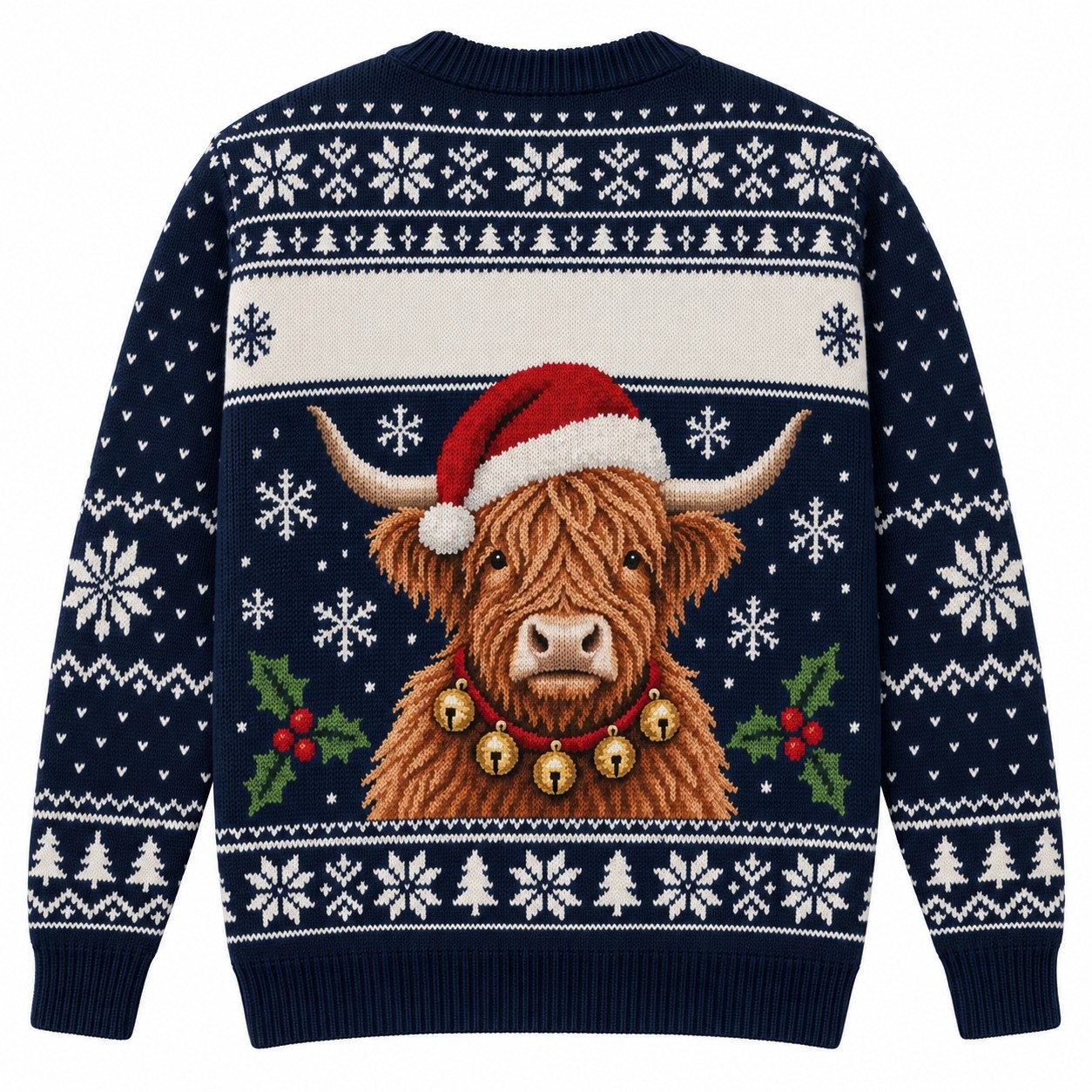 [popular-sweater:PX-12-11:back] Cowbell Christmas Ugly Christmas Sweatshirt - Back view