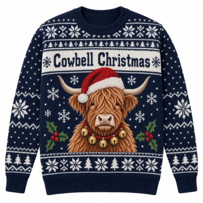 [popular-sweater:PX-12-11:front] Cowbell Christmas Ugly Christmas Sweatshirt - Front view