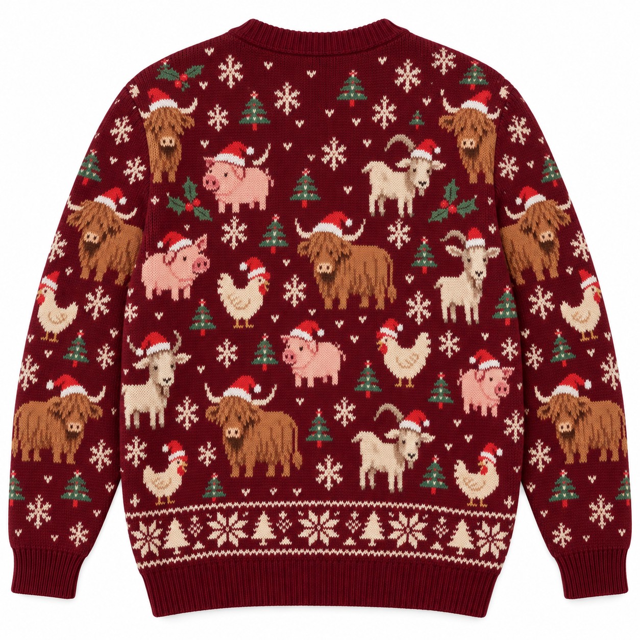 [popular-sweater:PX-12-12:back] Barnyard Carols Farm Animals Ugly Christmas Sweatshirt - Back view
