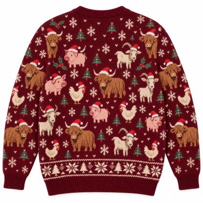 [popular-sweater:PX-12-12:back] Barnyard Carols Farm Animals Ugly Christmas Sweatshirt - Back view