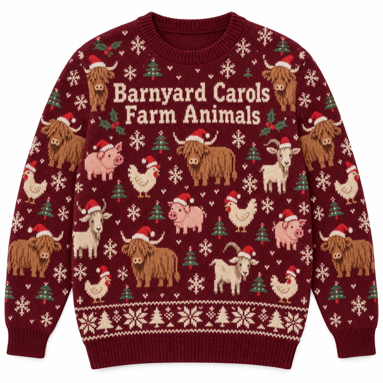 [popular-sweater:PX-12-12:front] Barnyard Carols Farm Animals Ugly Christmas Sweatshirt - Front view