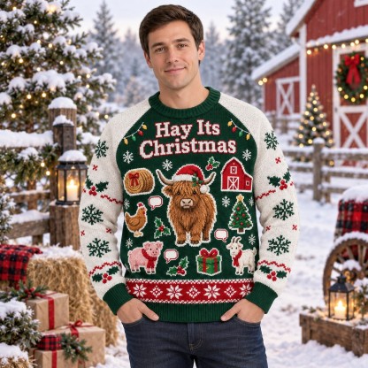 [popular-sweater:PX-12-13:male] Hay Its Christmas Ugly Christmas Sweatshirt - Male view