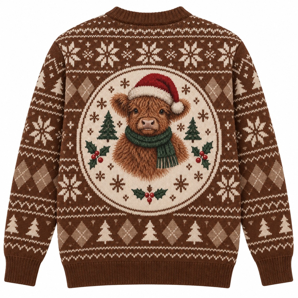 [popular-sweater:PX-12-15:back] Fluffy Calf Christmas Ugly Christmas Sweatshirt - Back view
