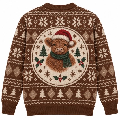 [popular-sweater:PX-12-15:back] Fluffy Calf Christmas Ugly Christmas Sweatshirt - Back view
