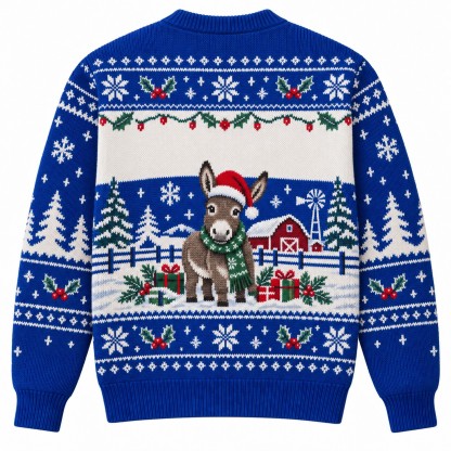[popular-sweater:PX-12-16:back] Donkey Christmas Farm Ugly Christmas Sweatshirt - Back view