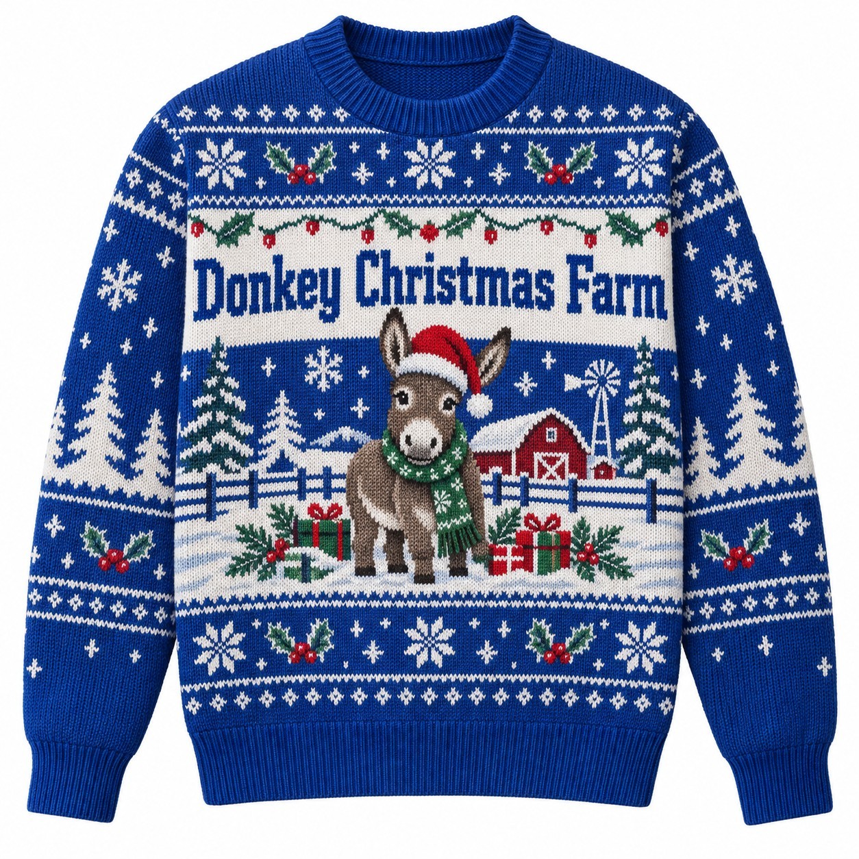 [popular-sweater:PX-12-16:front] Donkey Christmas Farm Ugly Christmas Sweatshirt - Front view