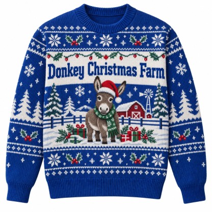 [popular-sweater:PX-12-16:front] Donkey Christmas Farm Ugly Christmas Sweatshirt - Front view