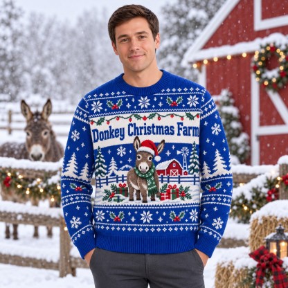[popular-sweater:PX-12-16:male] Donkey Christmas Farm Ugly Christmas Sweatshirt - Male view