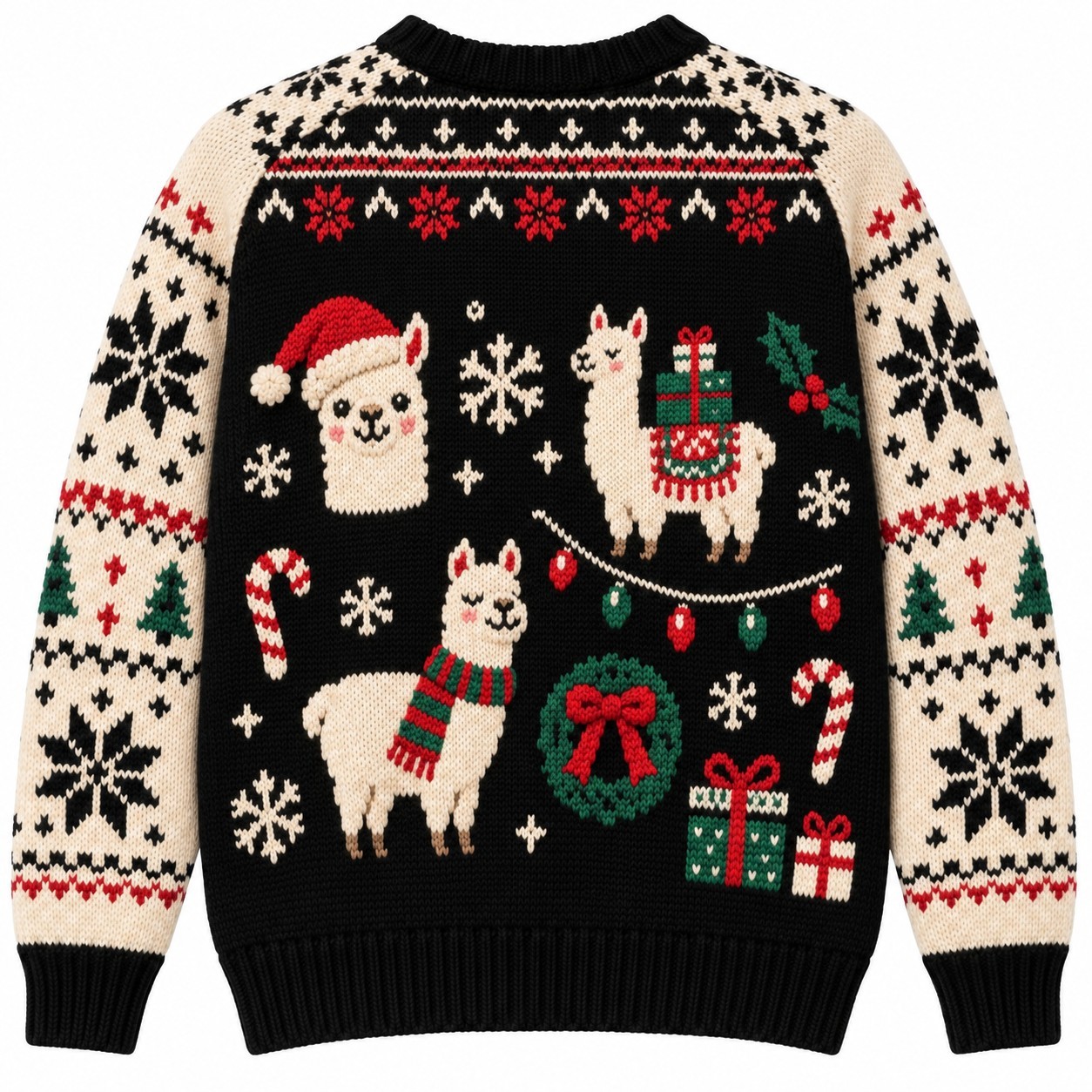 [popular-sweater:PX-12-18:back] Fa La La Llama Ugly Christmas Sweatshirt - Back view
