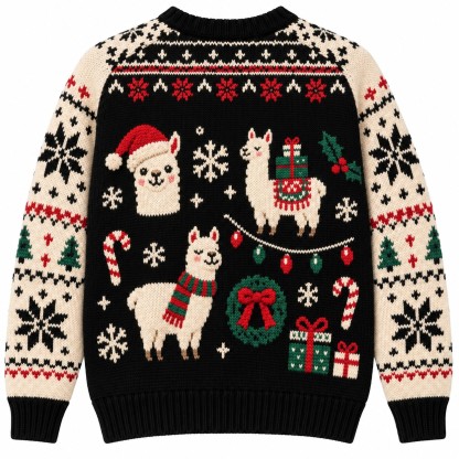 [popular-sweater:PX-12-18:back] Fa La La Llama Ugly Christmas Sweatshirt - Back view