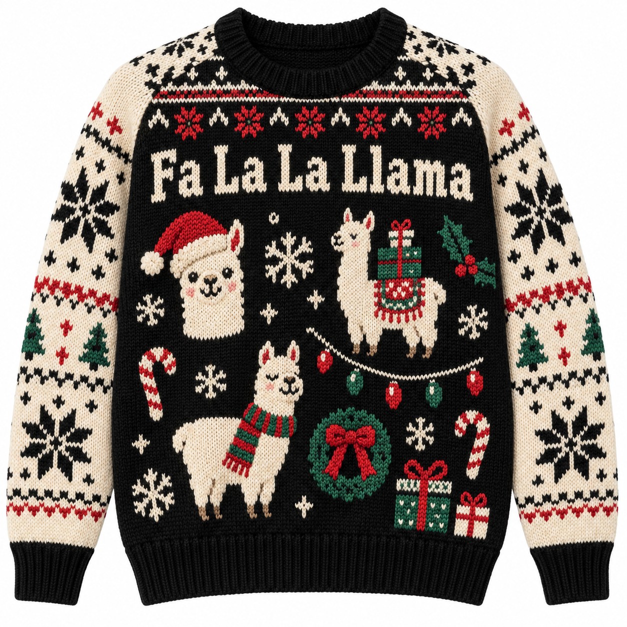 [popular-sweater:PX-12-18:front] Fa La La Llama Ugly Christmas Sweatshirt - Front view