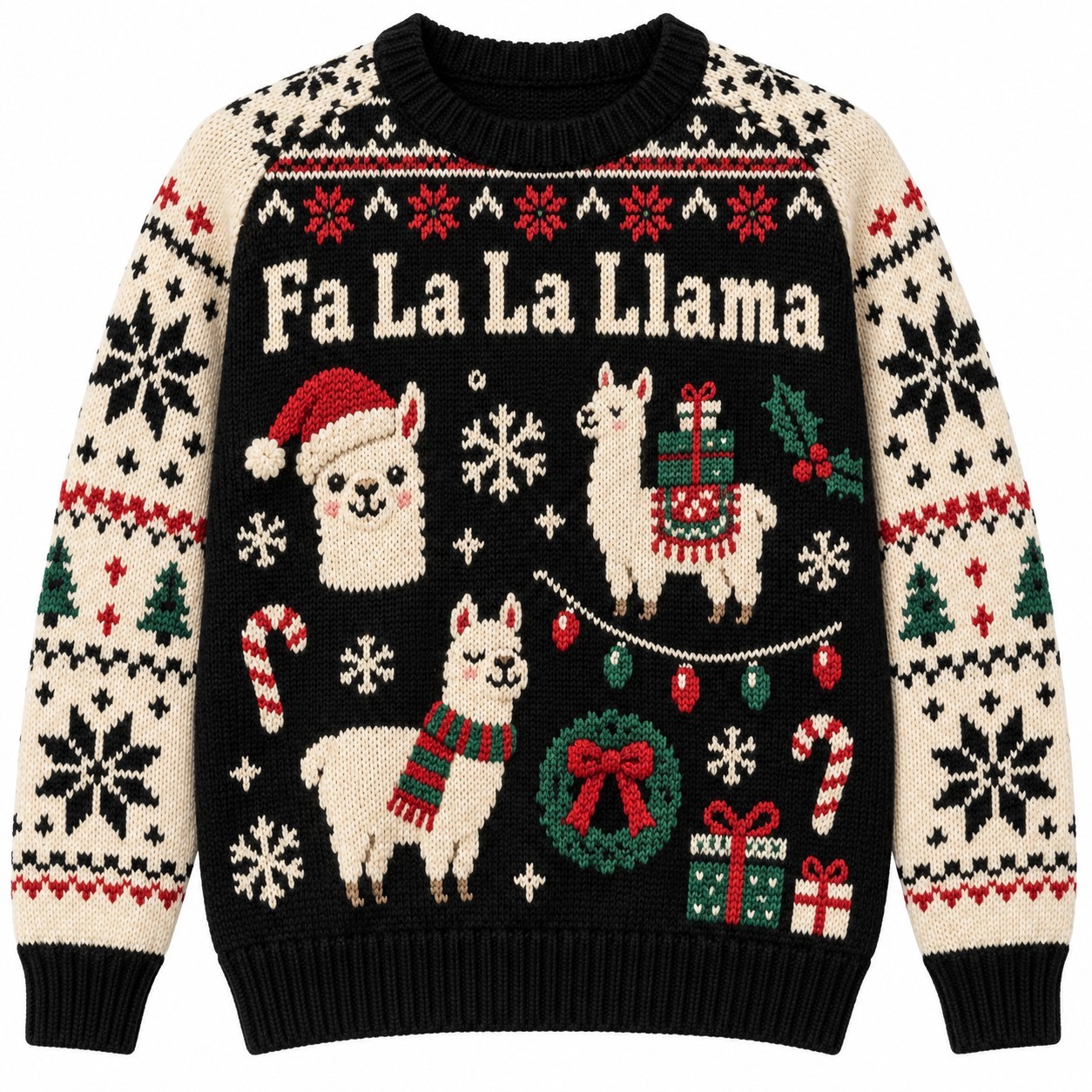 [popular-sweater:PX-12-18:front] Fa La La Llama Ugly Christmas Sweatshirt - Front view