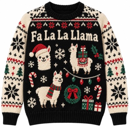 [popular-sweater:PX-12-18:front] Fa La La Llama Ugly Christmas Sweatshirt - Front view