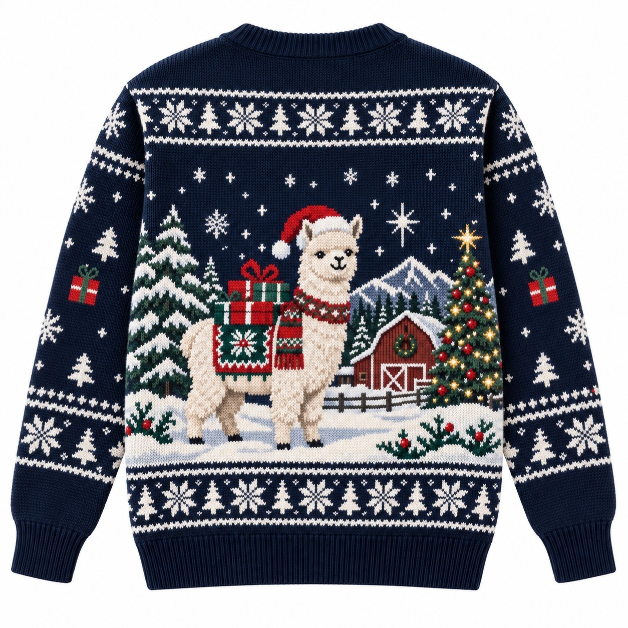 [popular-sweater:PX-12-19:back] Alpaca My Gifts Ugly Christmas Sweatshirt - Back view