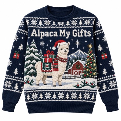 [popular-sweater:PX-12-19:front] Alpaca My Gifts Ugly Christmas Sweatshirt - Front view