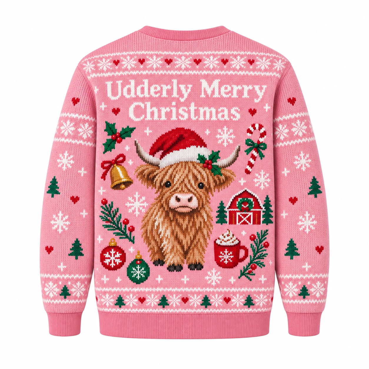 [popular-sweater:PX-12-22:back] Udderly Merry Christmas Ugly Christmas Sweatshirt - Back view