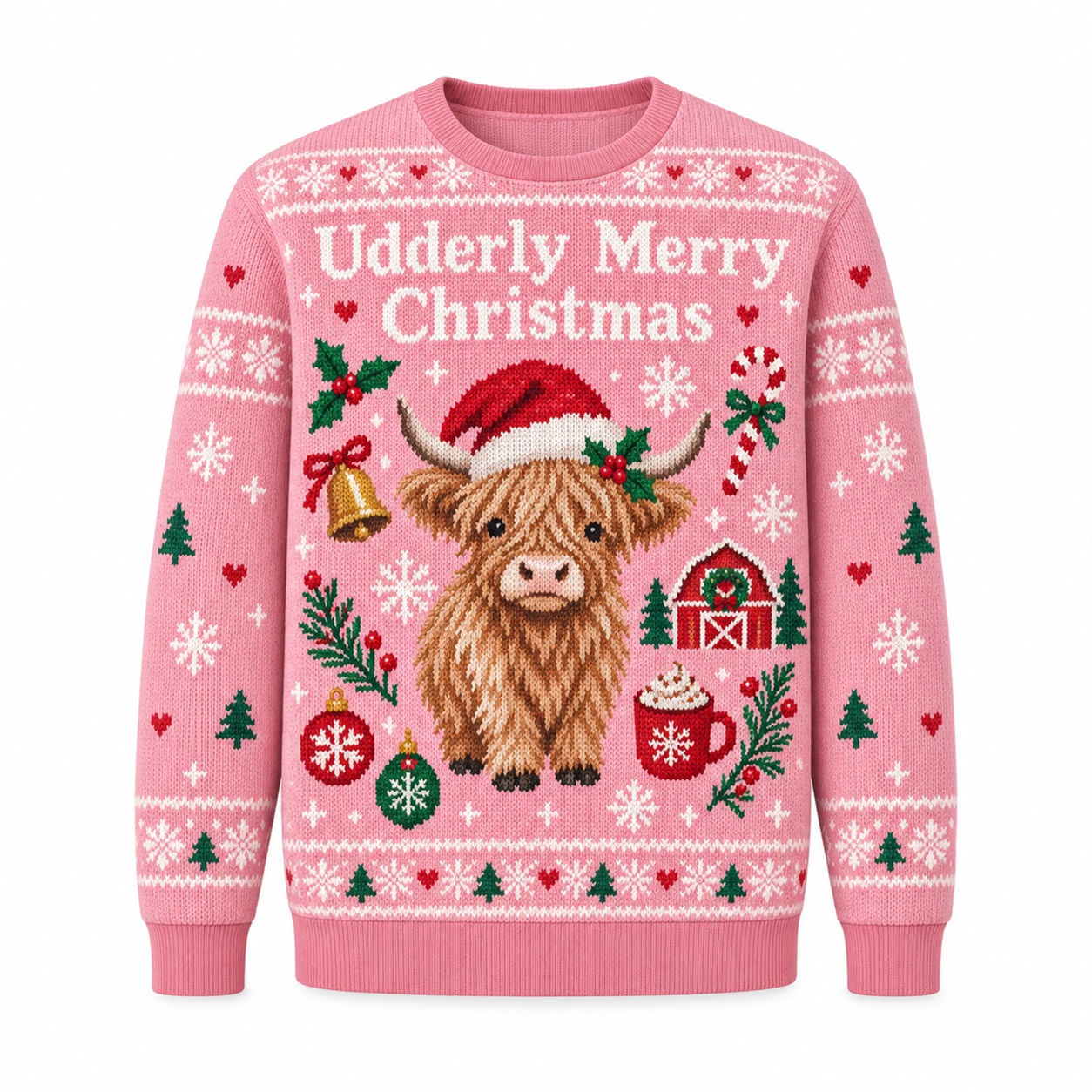 [popular-sweater:PX-12-22:front] Udderly Merry Christmas Ugly Christmas Sweatshirt - Front view