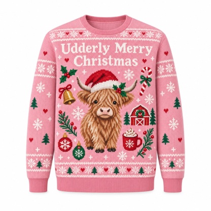 [popular-sweater:PX-12-22:front] Udderly Merry Christmas Ugly Christmas Sweatshirt - Front view
