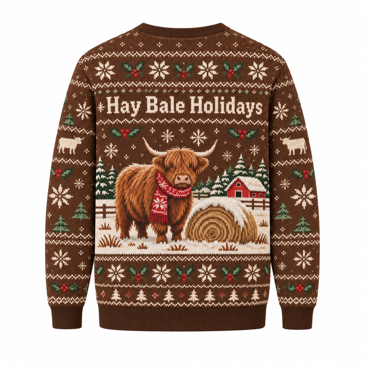 [popular-sweater:PX-12-23:back] Hay Bale Holidays Ugly Christmas Sweatshirt - Back view