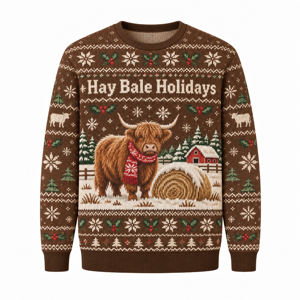 [popular-sweater:PX-12-23:front] Hay Bale Holidays Ugly Christmas Sweatshirt - Front view