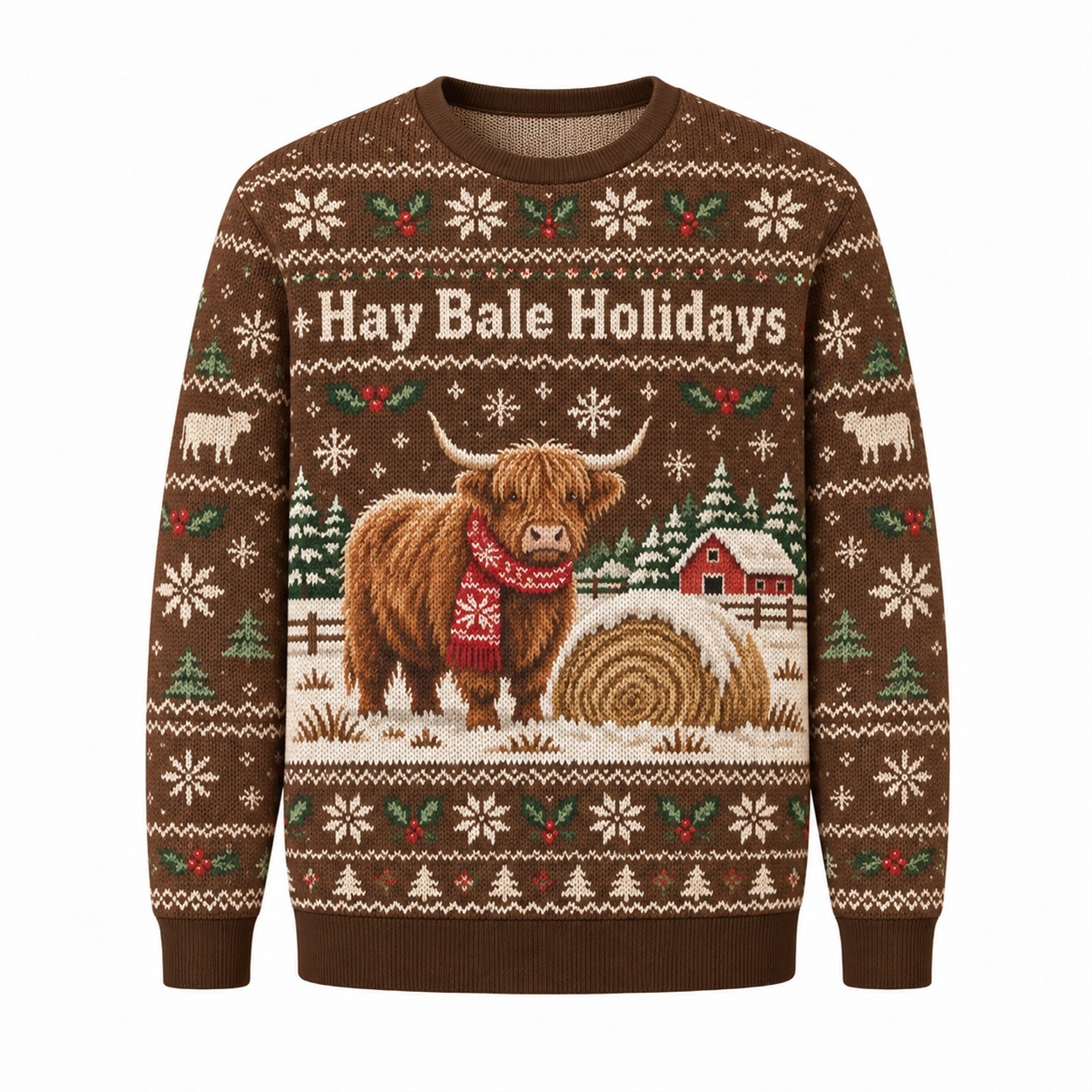 [popular-sweater:PX-12-23:front] Hay Bale Holidays Ugly Christmas Sweatshirt - Front view
