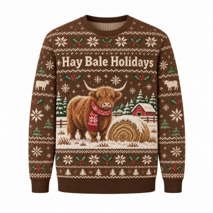 [popular-sweater:PX-12-23:front] Hay Bale Holidays Ugly Christmas Sweatshirt - Front view
