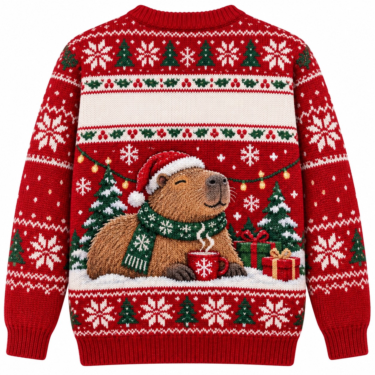 [popular-sweater:PX-13-01:back] Capybara Christmas Chill Ugly Christmas Sweatshirt - Back view