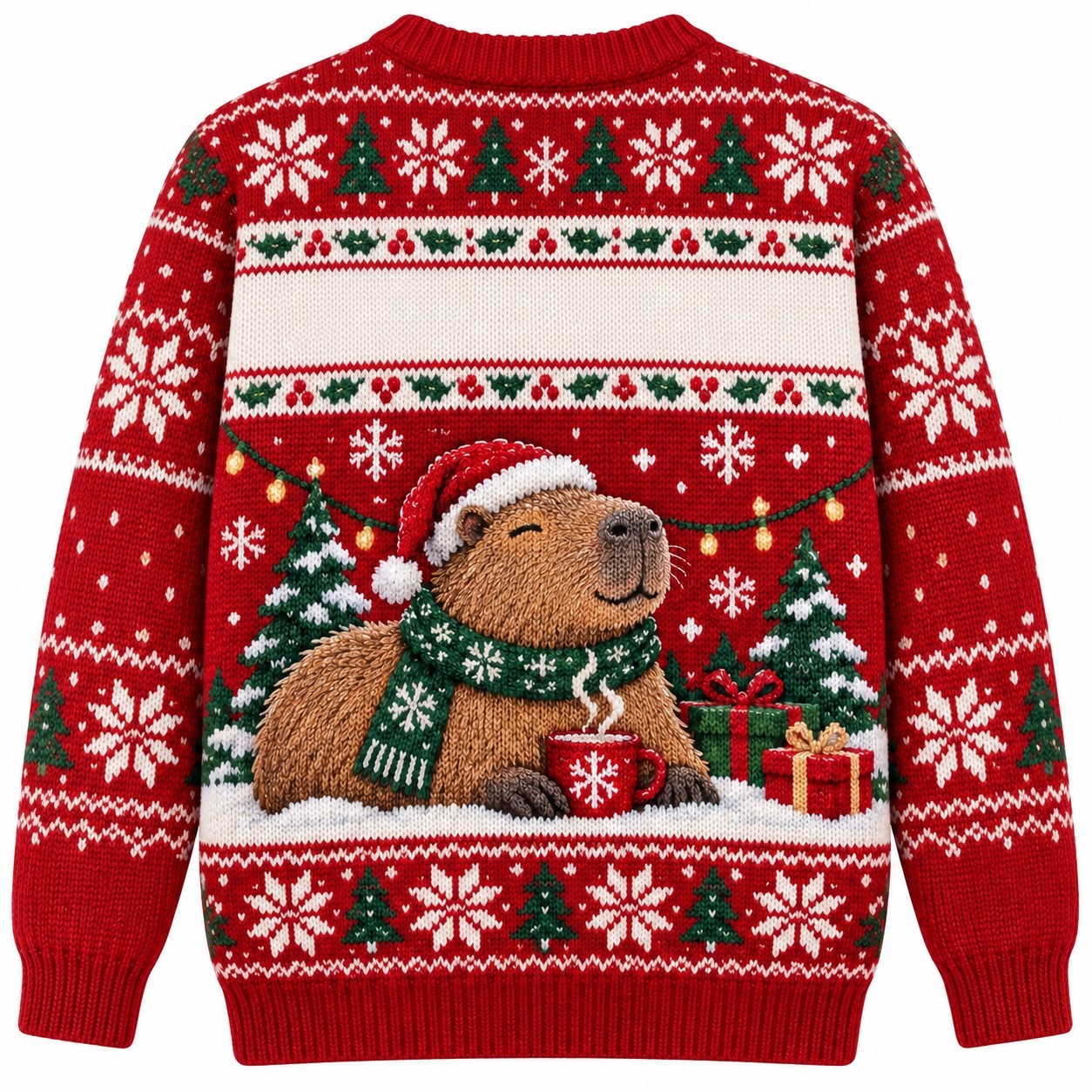 [popular-sweater:PX-13-01:back] Capybara Christmas Chill Ugly Christmas Sweatshirt - Back view