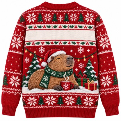 [popular-sweater:PX-13-01:back] Capybara Christmas Chill Ugly Christmas Sweatshirt - Back view