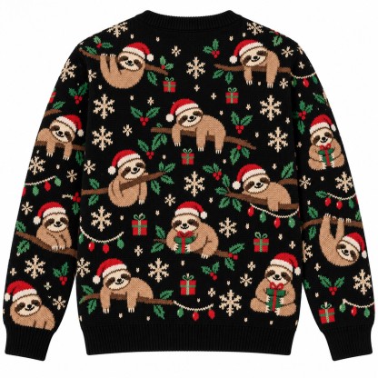 [popular-sweater:PX-13-02:back] Sleigh Slow Sloth Ugly Christmas Sweatshirt - Back view