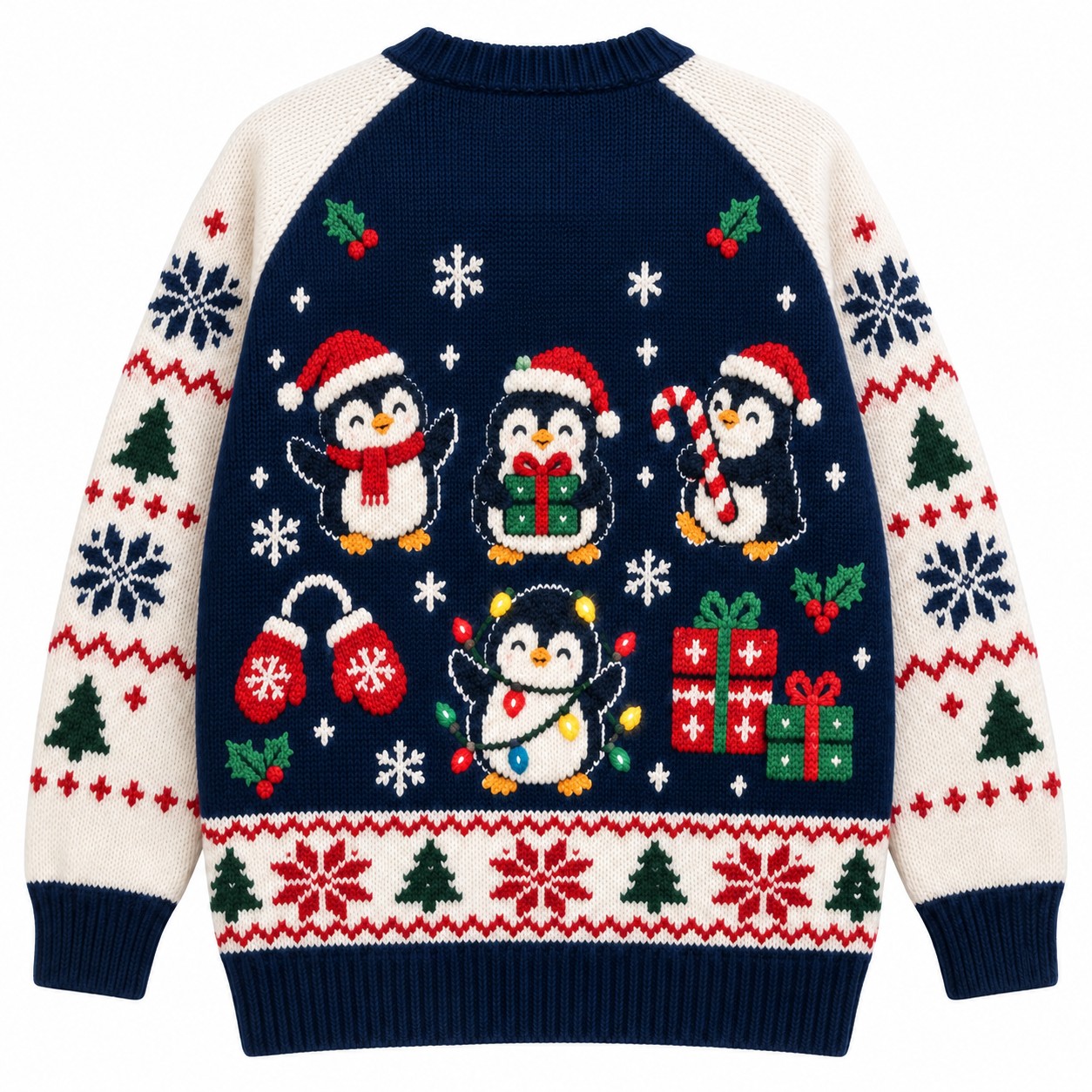 [popular-sweater:PX-13-03:back] Penguin Christmas Party Ugly Christmas Sweatshirt - Back view