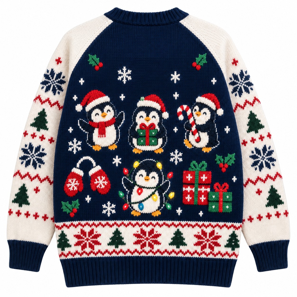 [popular-sweater:PX-13-03:back] Penguin Christmas Party Ugly Christmas Sweatshirt - Back view