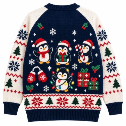 [popular-sweater:PX-13-03:back] Penguin Christmas Party Ugly Christmas Sweatshirt - Back view