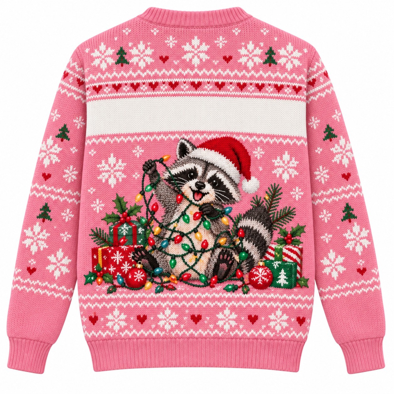[popular-sweater:PX-13-06:back] Raccoon Christmas Chaos Ugly Christmas Sweatshirt - Back view