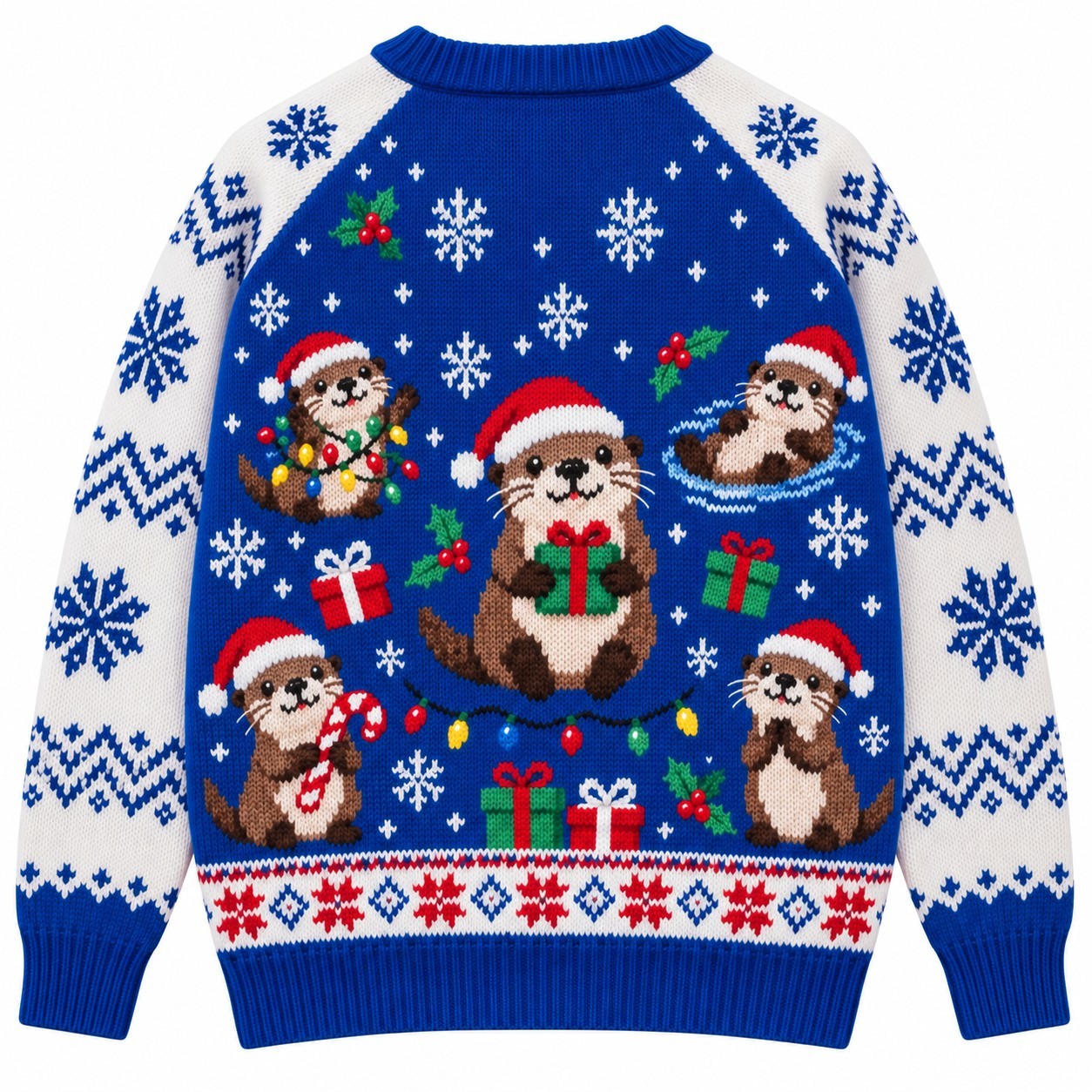 [popular-sweater:PX-13-08:back] Otterly Christmas Otter Ugly Christmas Sweatshirt - Back view