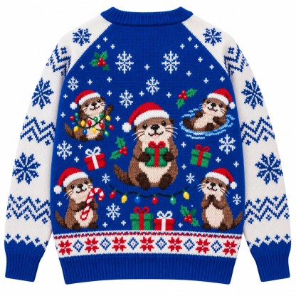 [popular-sweater:PX-13-08:back] Otterly Christmas Otter Ugly Christmas Sweatshirt - Back view