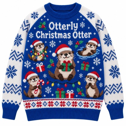 [popular-sweater:PX-13-08:front] Otterly Christmas Otter Ugly Christmas Sweatshirt - Front view