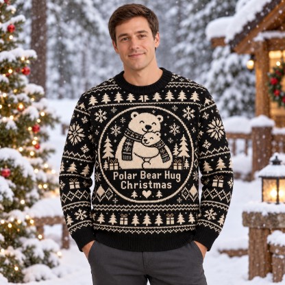 [popular-sweater:PX-13-10:male] Polar Bear Hug Christmas Ugly Christmas Sweatshirt - Male view
