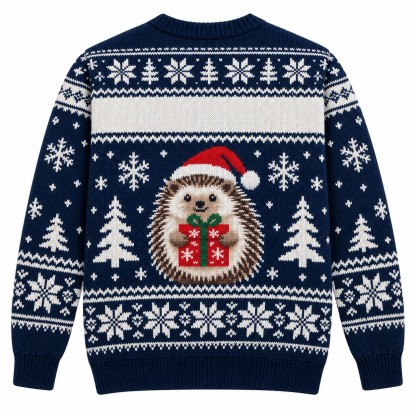 [popular-sweater:PX-13-11:back] Hedgehog Holidays Ugly Christmas Sweatshirt - Back view