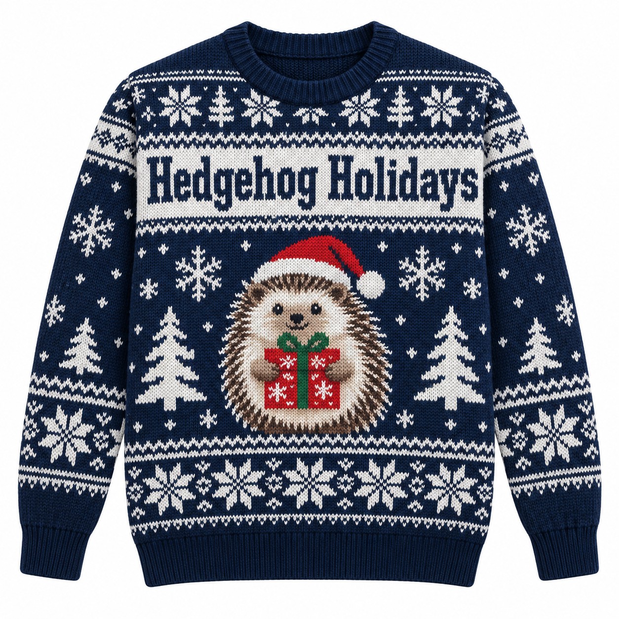 [popular-sweater:PX-13-11:front] Hedgehog Holidays Ugly Christmas Sweatshirt - Front view