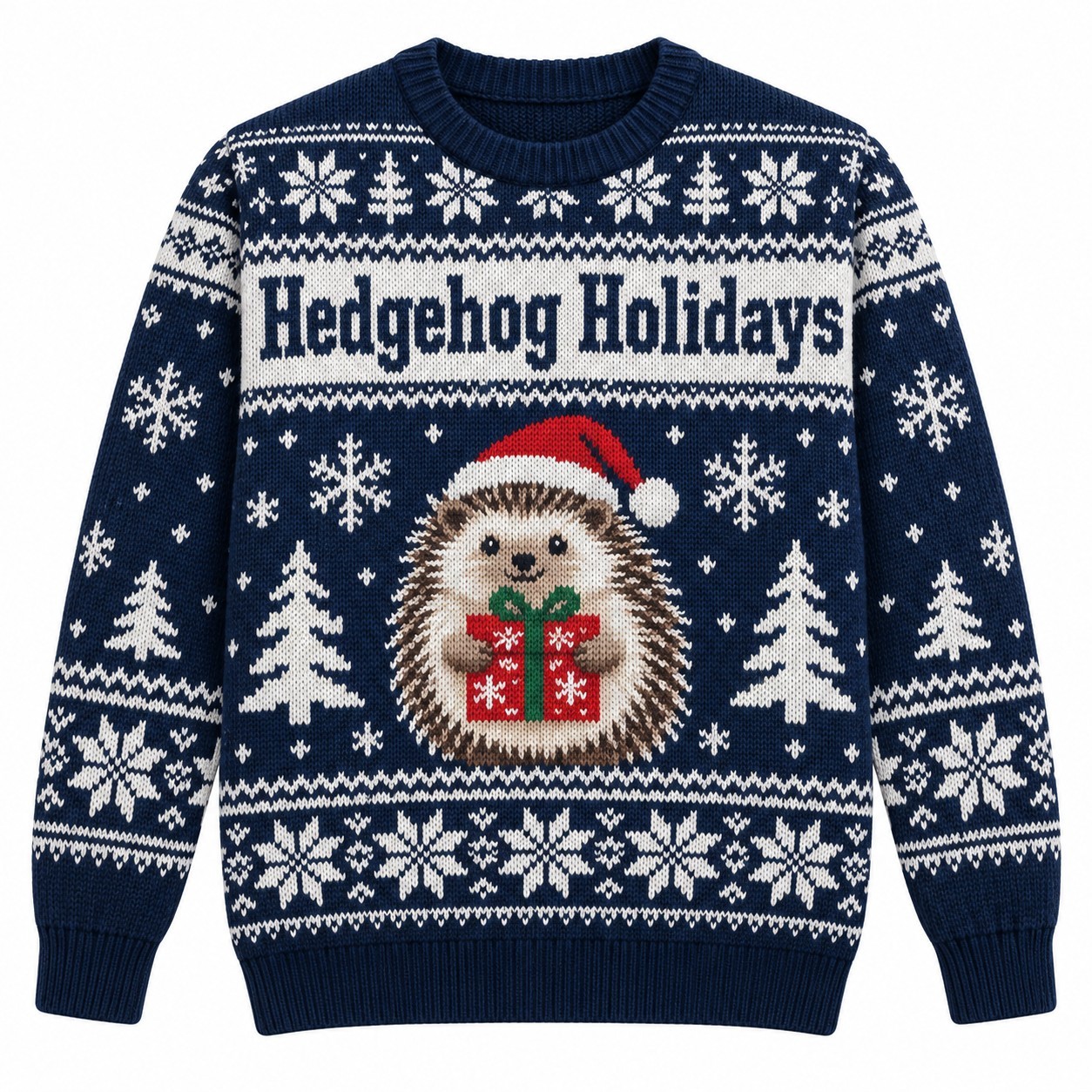 [popular-sweater:PX-13-11:front] Hedgehog Holidays Ugly Christmas Sweatshirt - Front view